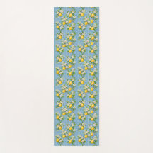 Lemon Watercolor Blue Mediterranean Tile Pattern