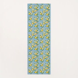 Lemon Watercolor Blue Mediterranean Tile Pattern Yogamatte