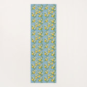 Lemon Watercolor Blue Mediterranean Tile Pattern Yogamatte (Rückseite)