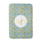 Lemon Watercolor Blue Tile Pattern Personalized Badematte (Vorderseite Vertikal)
