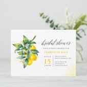 Lemon Watercolor Brautparty Einladung (Stehend Vorderseite)