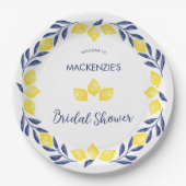 Lemon Watercolor Brautparty Personalisiert Pappteller (Vorderseite)