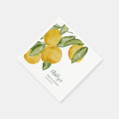 Lemon Watercolor Brautparty Personalisiert Serviette (Ecke)