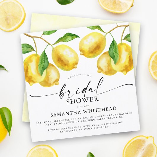 Lemon Watercolor Bridal Dusche Einladung
