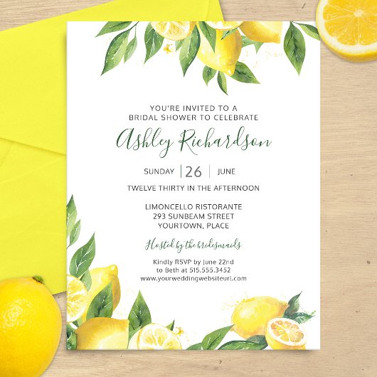 Lemon Watercolor Bridal Dusche Einladung