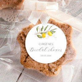 Lemon Watercolor Citrus Floral Brautparty Runder Aufkleber