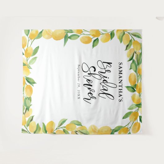 Lemon Watercolor Citrus Frucht Brautparty Wandteppich (Vorderseite (Horizontal))