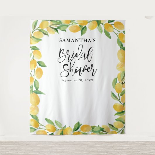 Lemon Watercolor Citrus Frucht Brautparty Wandteppich (Vorderseite)