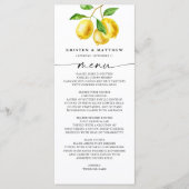 Lemon Watercolor Citrus Menü Menükarte (Vorderseite)