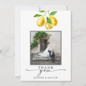 Lemon Watercolor Citrus Wedding Foto Dankeskarte (Vorderseite)