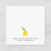 Lemon Watercolor Diaper Raffle Baby Dusche Begleitkarte (Rückseite)