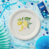 Lemon Watercolor Einfaches Sommer Pappteller (Party)