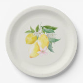 Lemon Watercolor Einfaches Sommer Pappteller (Vorderseite)
