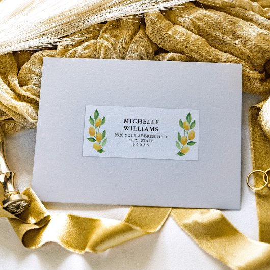 Lemon Watercolor Guest Address Labels