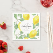 Lemon Watercolor Leaf Graduate Party Paper Napkin Serviette (Beispiel)