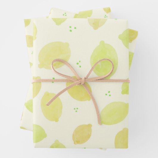 Lemon Watercolor Muster Citrus Geschenkpapier Set (Beispiel)
