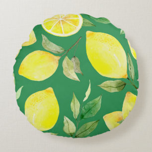 lemon,watercolor pattern,background,fruit,wallpape rundes kissen