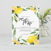 Lemon Watercolor Save the Date (Stehend Vorderseite)
