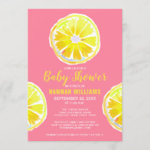 Lemon Watercolor Slices Pink Baby Dusche