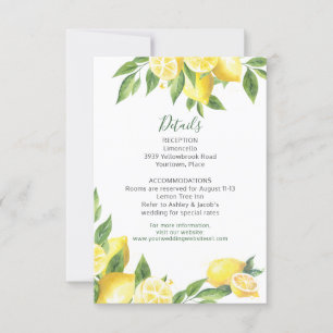 Lemon Watercolor Wedding Insert Empfang Einladung