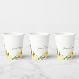 Lemon Watercolor Wedding Paper Cups Pappbecher