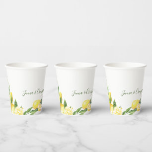 Lemon Watercolor Wedding Paper Cups Pappbecher