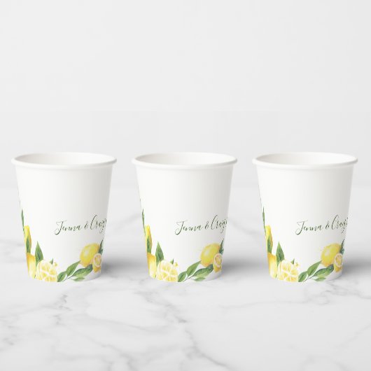 Lemon Watercolor Wedding Paper Cups Pappbecher (Multi)