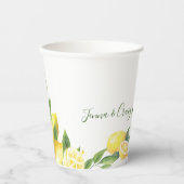Lemon Watercolor Wedding Paper Cups Pappbecher (Vorderseite)