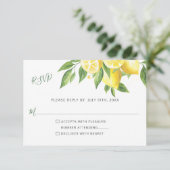 Lemon Watercolor Wedding RSVP Antwort (Stehend Vorderseite)