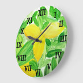 Lemon Watercolor Yellow Fruit Summer Citrus Große Wanduhr (Winkel)