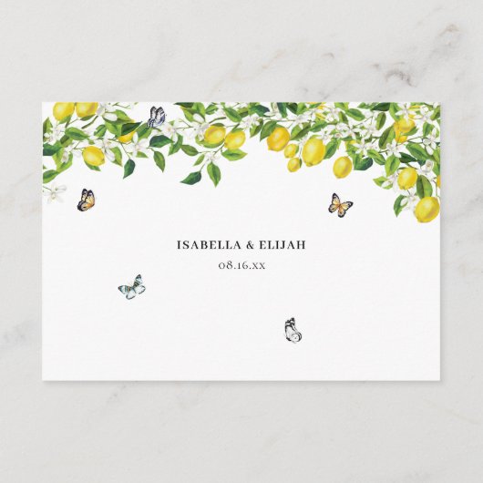 Lemon Wedding Begleitkarte (Rückseite)