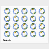 Lemon Wedding Blue Tile Monogram Summer Runder Aufkleber (Blatt)