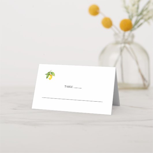 Lemon Wedding Folded Platzkarte (Vorderseite)