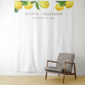 Lemon Wedding Foto Hintergrund. Rustikaler Zitrusg Wandteppich (Beispiel)