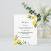 Lemon Wedding Guest Information Card Zitrus einfüg Begleitkarte (Stehend Vorderseite)