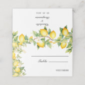Lemon Wedding Meal Choice & Tischnummer Platzkarte (Außenseite Aufgefaltet)