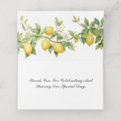 Lemon Wedding Meal Choice & Tischnummer Platzkarte (Innenseite Aufgefaltet)