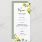 Lemon Wedding Menü Foliage Elegante Citrus Rustika Menükarte (Vorne/Hinten)