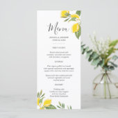Lemon Wedding Menü Foliage Elegante Citrus Rustika Menükarte (Stehend Vorderseite)
