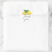 Lemon Wedding Script Vielen Dank | Rustikaler Zitr Runder Aufkleber (Tasche)