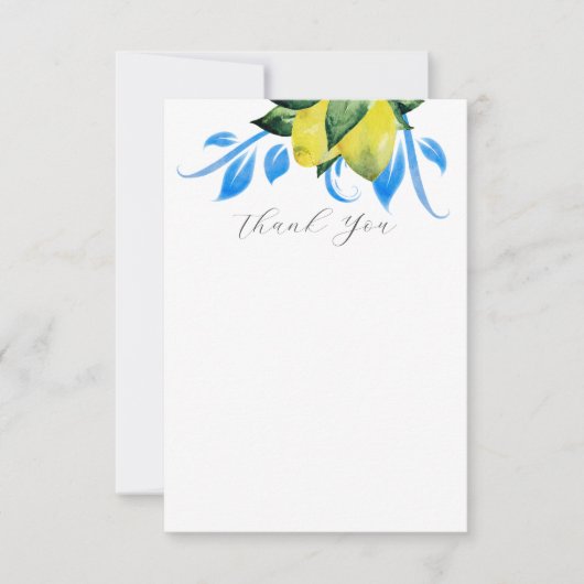 Lemon Wedding Thank You Cards Elegant Blue Dankeskarte (Vorderseite)