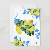 Lemon Wedding Thank You Cards Elegant Blue Dankeskarte (Rückseite)