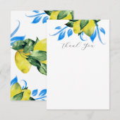 Lemon Wedding Thank You Cards Elegant Blue Dankeskarte (Vorne/Hinten)