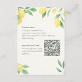 Lemon Wedding Timeline & Details Card with QR Code Begleitkarte (Rückseite)