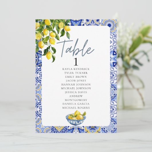 Lemon Wedding Tischnummer mit Seetabelle (Stehend Vorderseite)