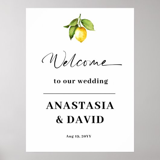 Lemon Wedding Welcome Poster (Vorne)