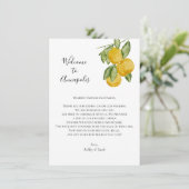Lemon Wedding Willkommensbrief, Hochzeitsreise Begleitkarte (Stehend Vorderseite)