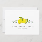 Lemon & White Blume Einfache Clean Business Card Einladung (Vorderseite)