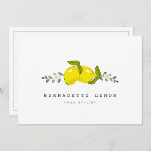 Lemon & White Blume Einfache Clean Business Card Einladung