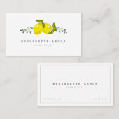 Lemon & White Blume Einfache Clean Business Card Visitenkarte (Vorne/Hinten)